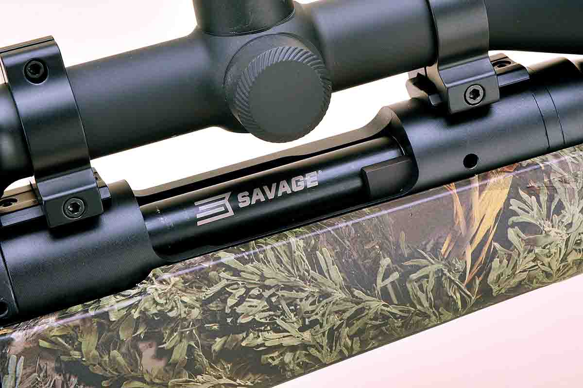 The smoothly finished bolt has the Savage logo on it. All the typical features are found on this bolt, including a gas baffle, positive extractor and flawless ejector.